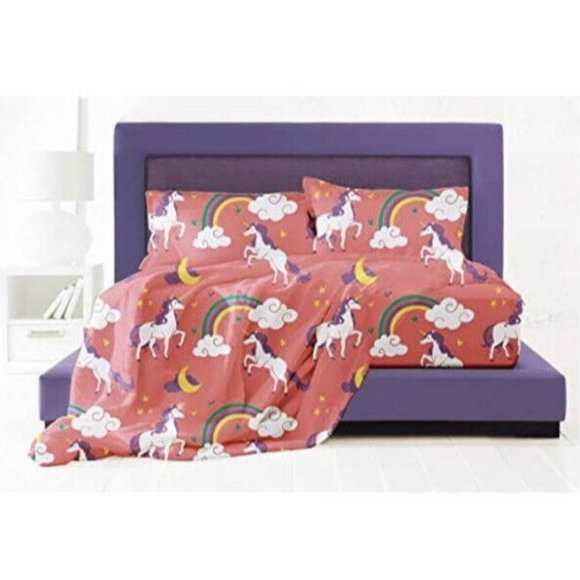 Castle and Clover Pink Unicorn Duvet Cover Set Twin/Twin XL - Picture 2 of 4